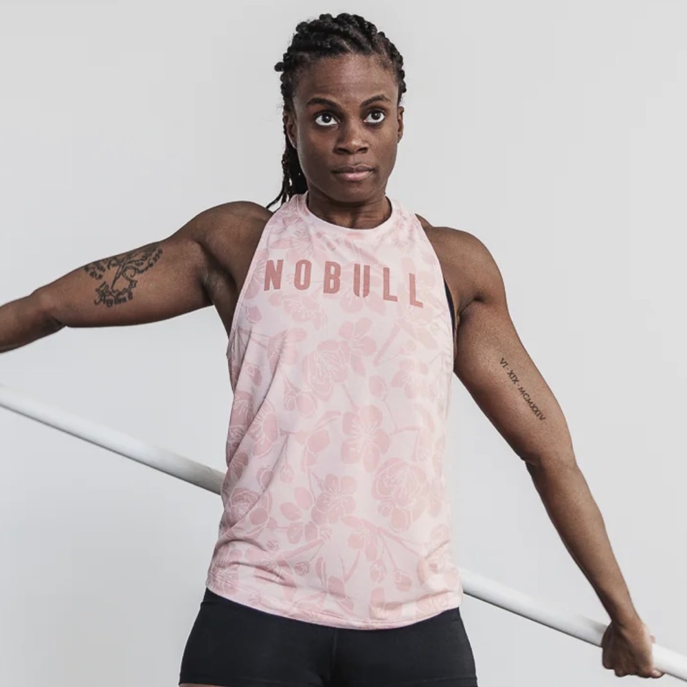Women’s No Bull High Neck Tank - pink cherry blossom
